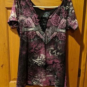 Sz L Embellished Rebel Saints Shirts on hold